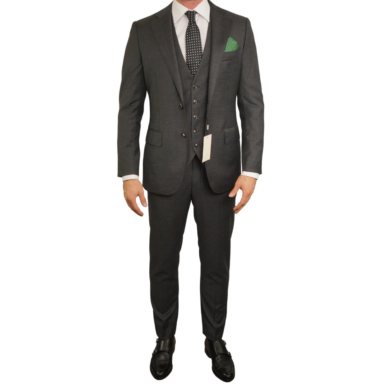 Suitsupply Men Suitsupply 3 Piece Suit Dark Grey Lazio 110's Wool US36 Size 36R - 1 Thumbnail