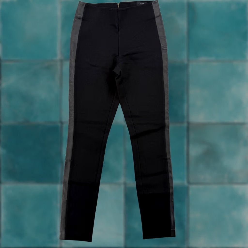 J.Crew J.Crew Pixie Black Leather Side Panel Ponte Knit Trousers Womens Size 4R Size 27" / US 4 / IT 40 - 1 Thumbnail