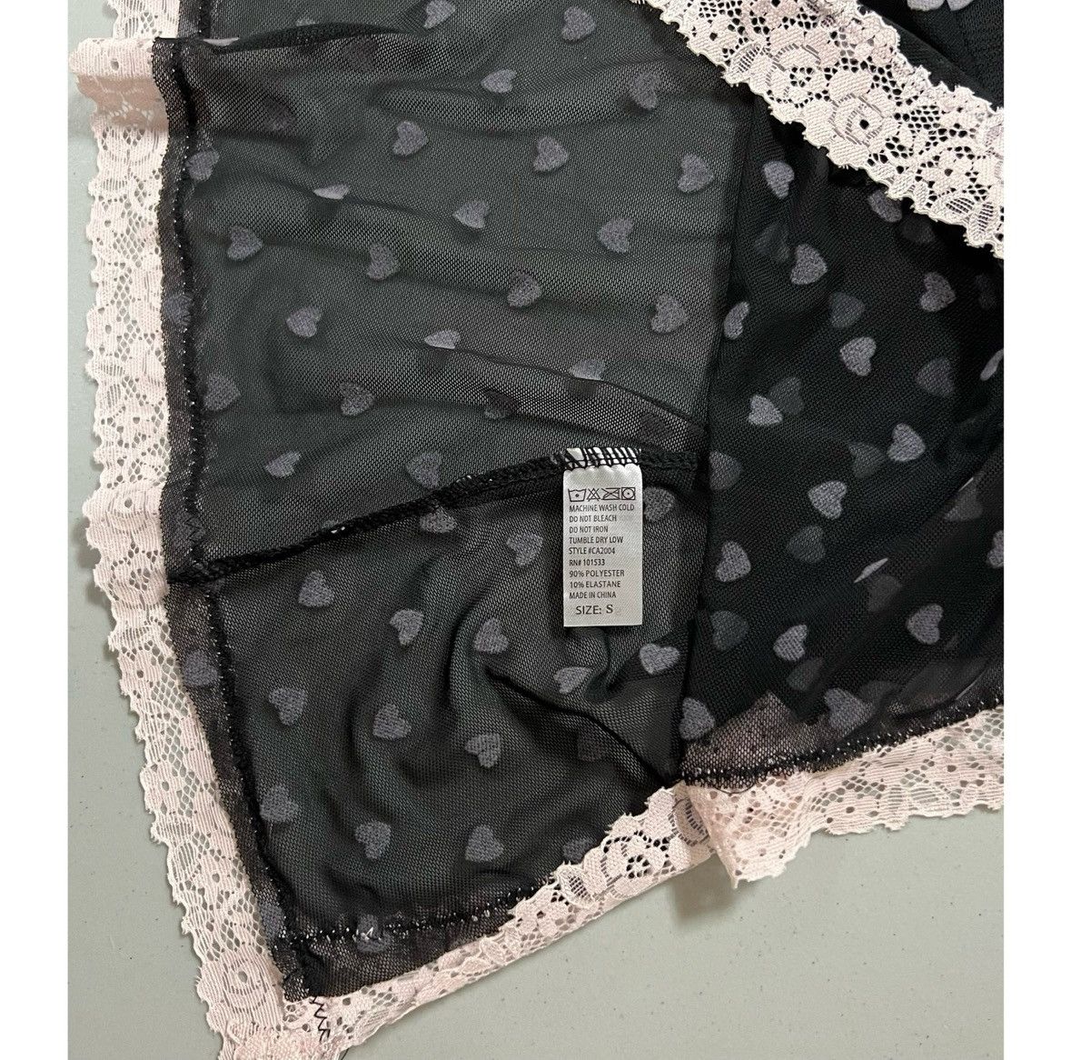 Vintage Black Pink Hearts Babydoll Nightie Lingerie Dress Size S 🖤🩷 Size S / US 4 / IT 40 - 7 Thumbnail