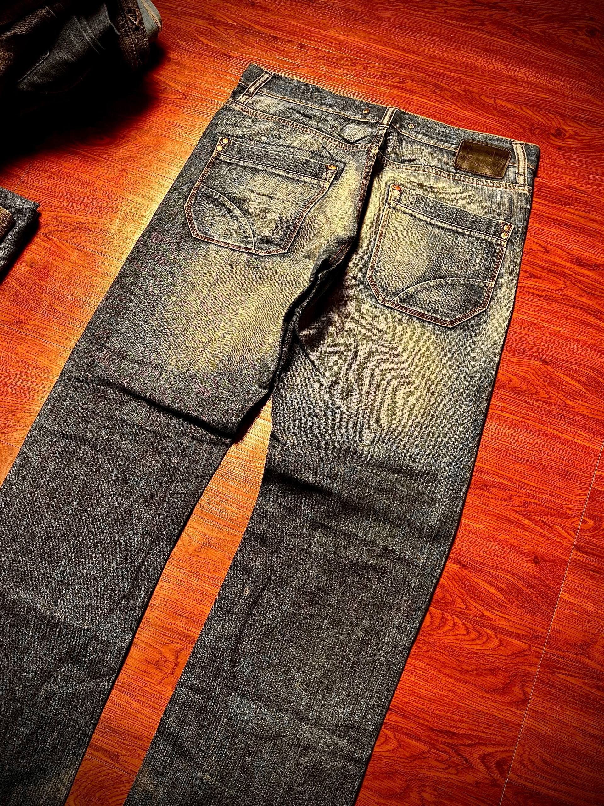 If Six Was Nine Vintage 00s Silver Heavy Fade Distressed Hem Denim Pants Size 36" / US 14 / IT 50 - 3 Thumbnail