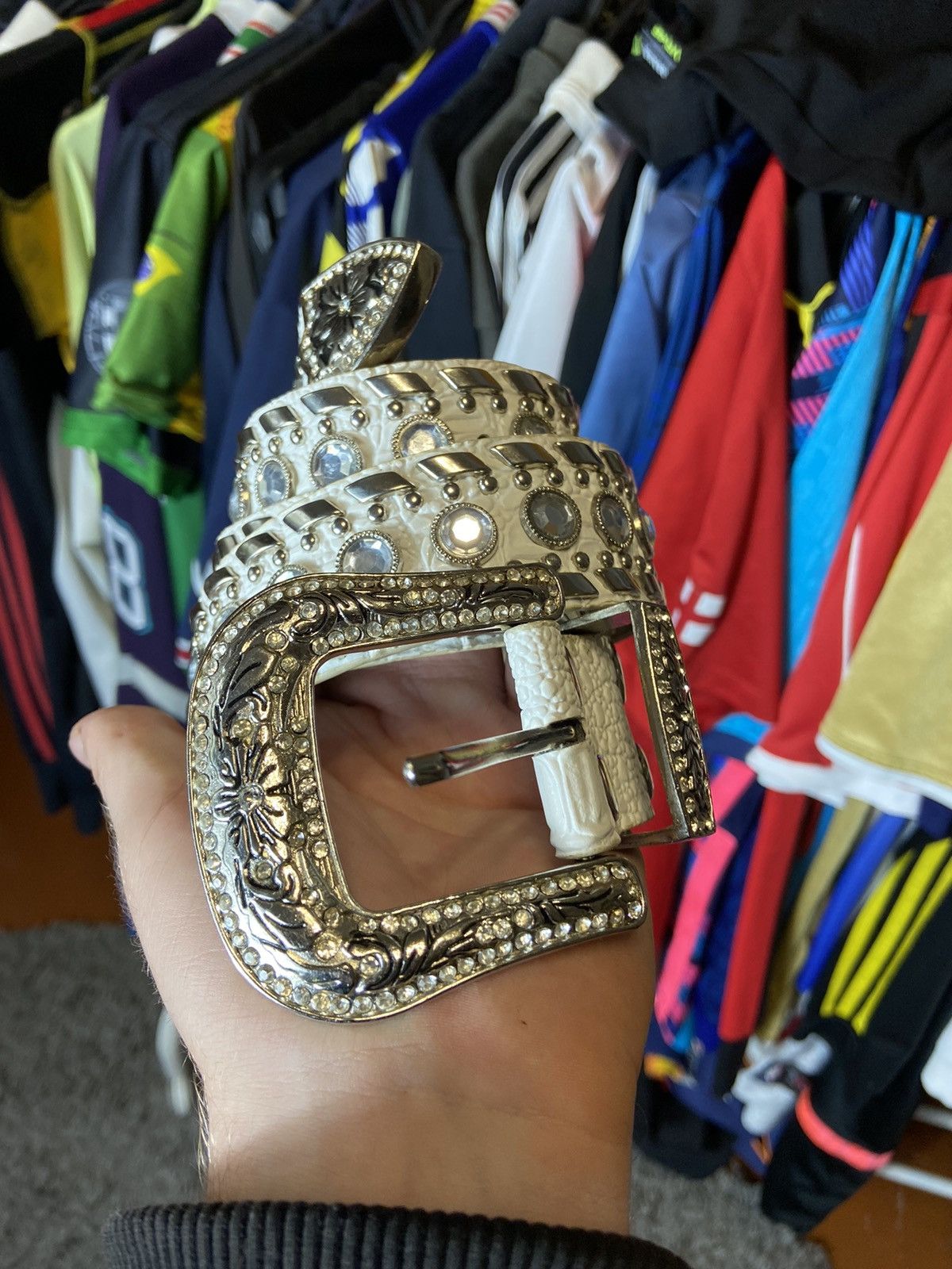 Japanese Brand × Vintage VINTAGE 90s LEATHER BELT GOTH EMO PUNK JEWELS BB SIMON STYLE Size ONE SIZE - 4 Thumbnail