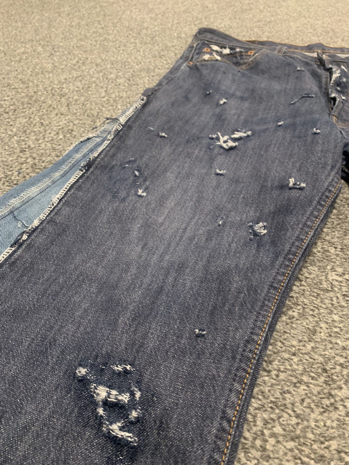 Japanese Brand Wide Patchwork Distressed Flared Denim Y2K Opium Pants Size US 33 - 7 Thumbnail