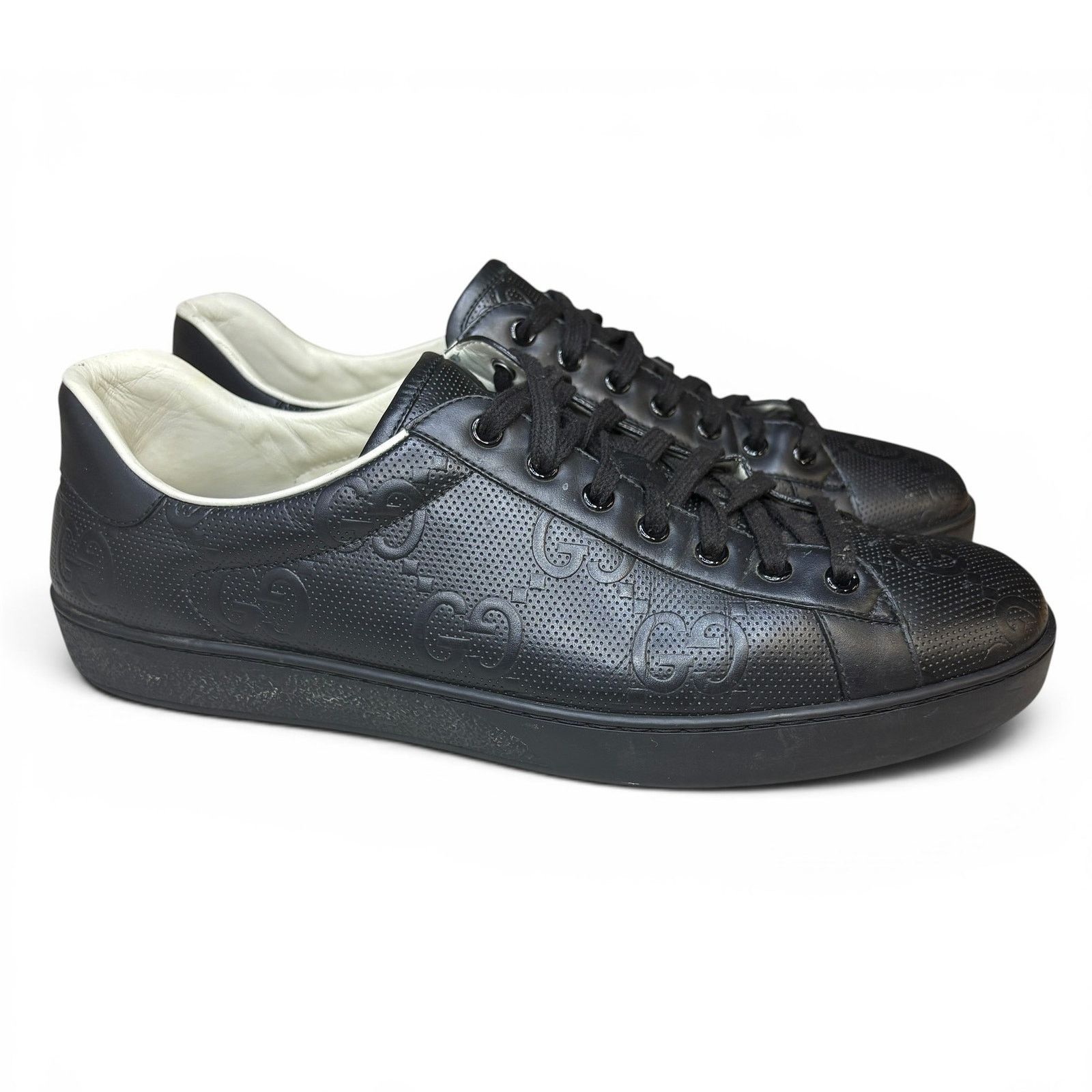Gucci Gucci Ace Black Monorgram Sneakers | Size 11G Size US 11.5 / EU 44-45 - 1 Thumbnail