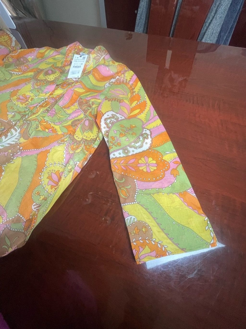 Zara ZARA XXL Retro 70s Psychedelic Floral Paisley Cotton Shirt Size XXL / US 16-18 / IT 52-54 - 7 Thumbnail