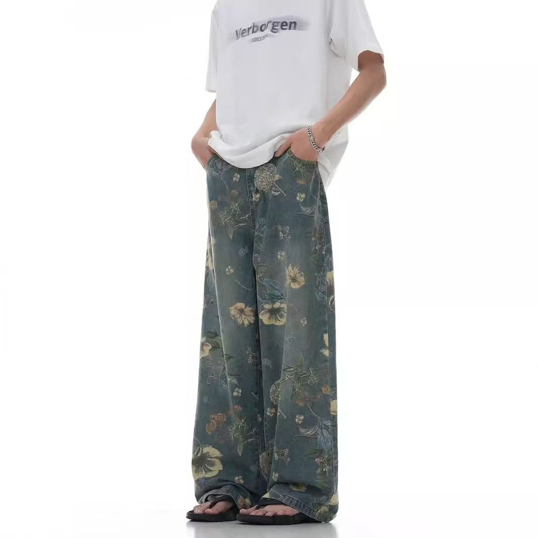 Japanese Brand × Jean American retro floral print loose wide-leg jeans Size US 32 / EU 48 - 9 Thumbnail