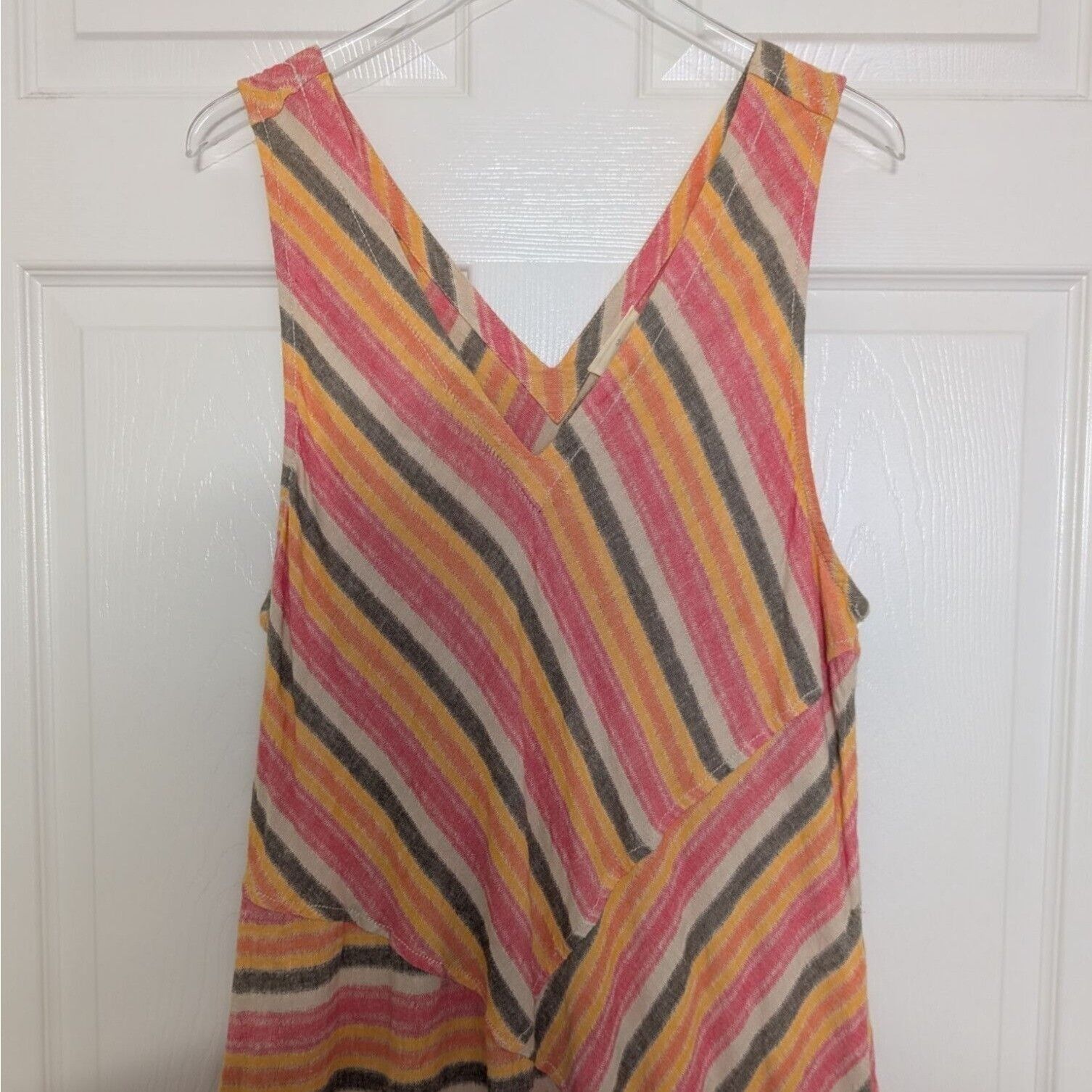 Designer Caslon Stripe Maxi Dress Womens Size XXL Linen Blend Sleevel Size XXL / US 16-18 / IT 52-54 - 2 Thumbnail