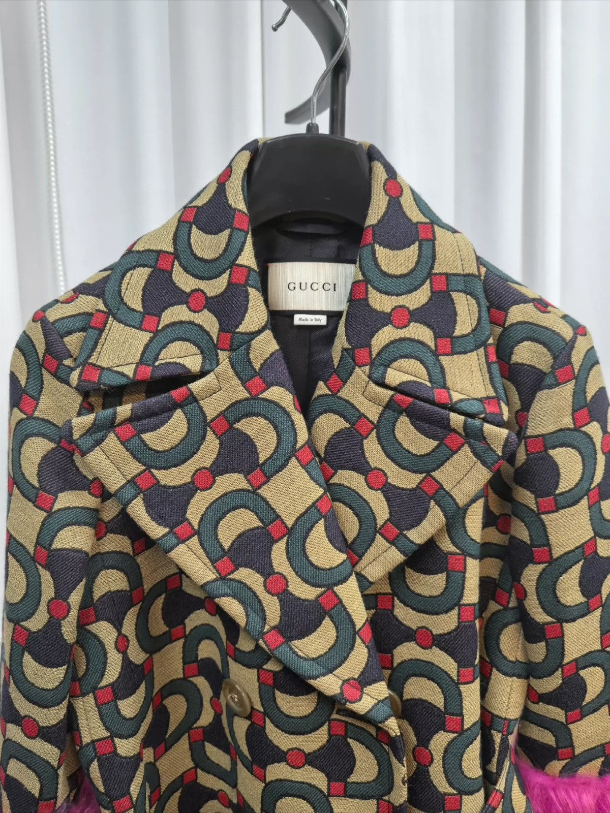 Gucci Rare Gucci Runway Fur-Cuffs Optic-Print Belted Coat Size S / US 4 / IT 40 - 4 Thumbnail