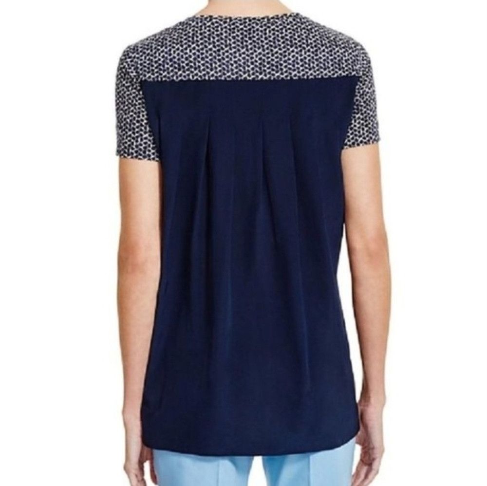 Tory Burch Tory Burch Tessera Navy Blue Linen Silk Short Sleeve Top Sh Size S / US 4 / IT 40 - 2 Thumbnail