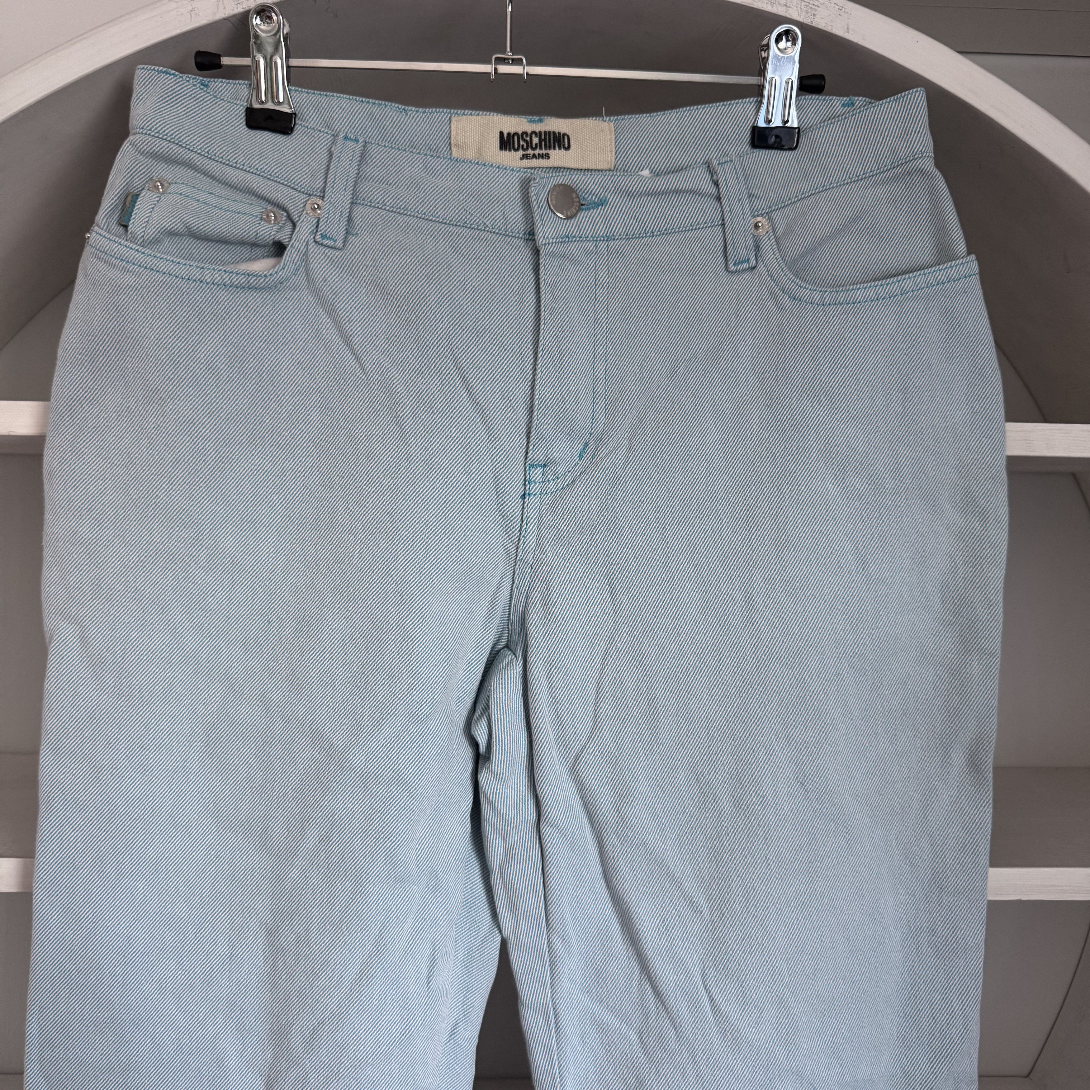 Moschino Vintage MOSCHINO Jeans Logo Blue Light Wide Jeans Size 28" / US 6 / IT 42 - 4 Thumbnail