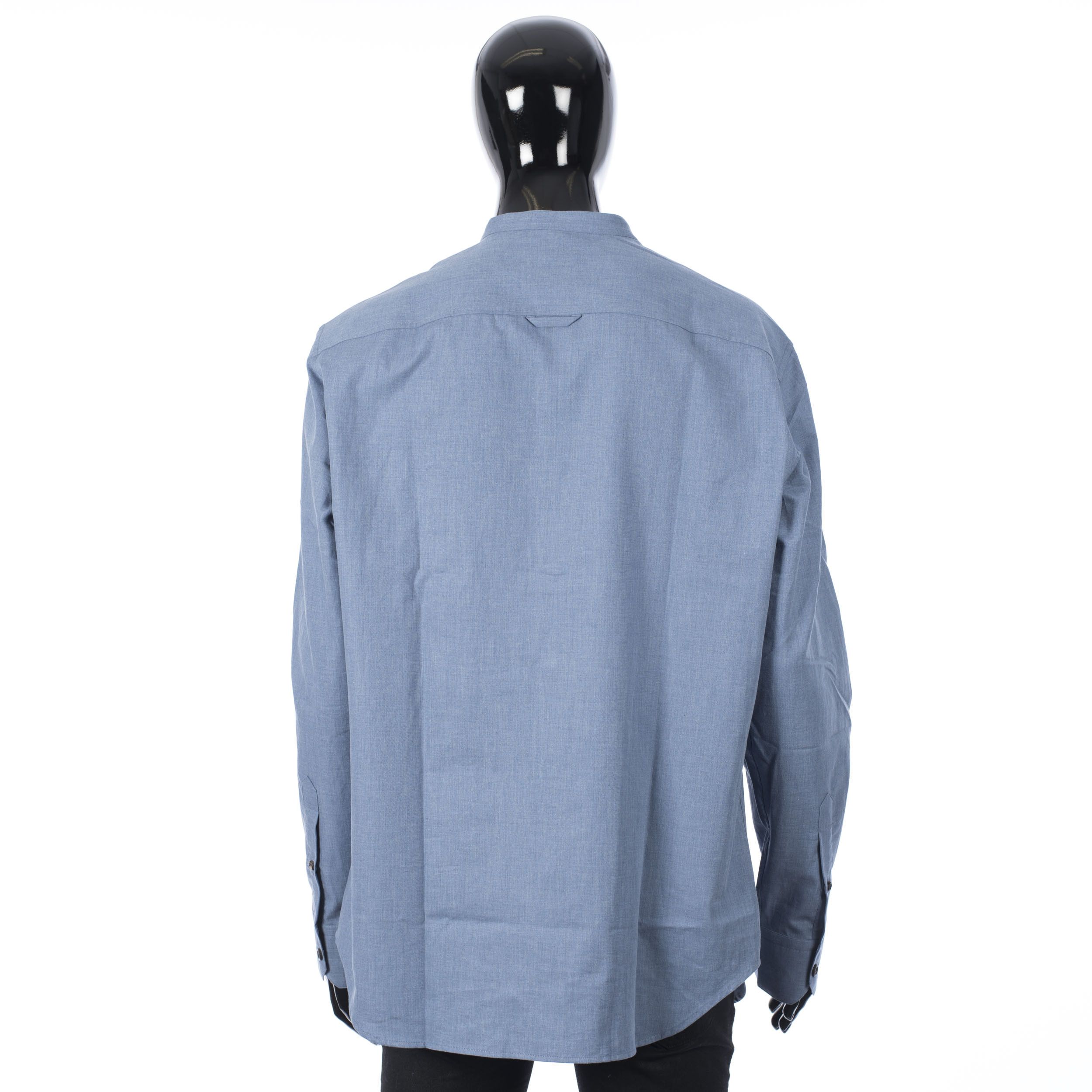 Brioni Mandarin Collar Shirt In Blue Cotton Size US XS / EU 42 / 0 - 5 Thumbnail