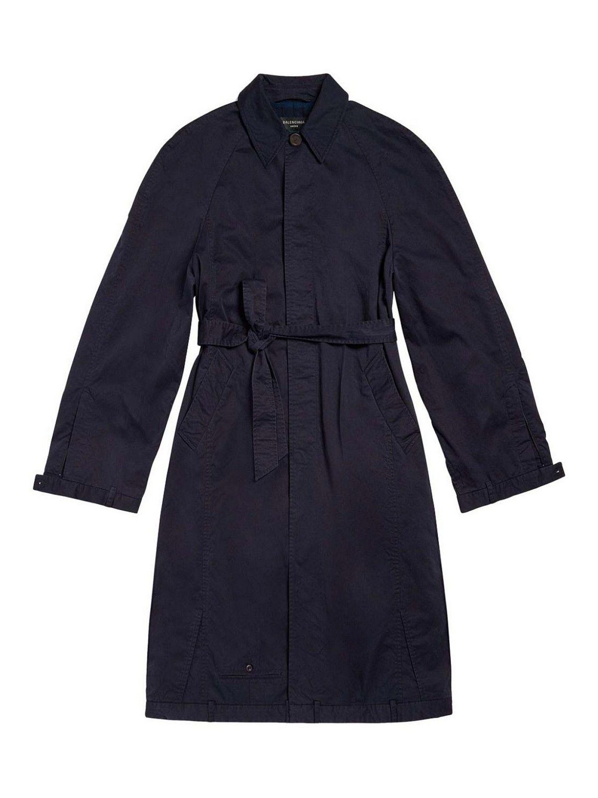 Balenciaga o1y1224 Deconstructed Cotton Coat in Midnight Blue Size US XS / EU 42 / 0 - 1 Thumbnail
