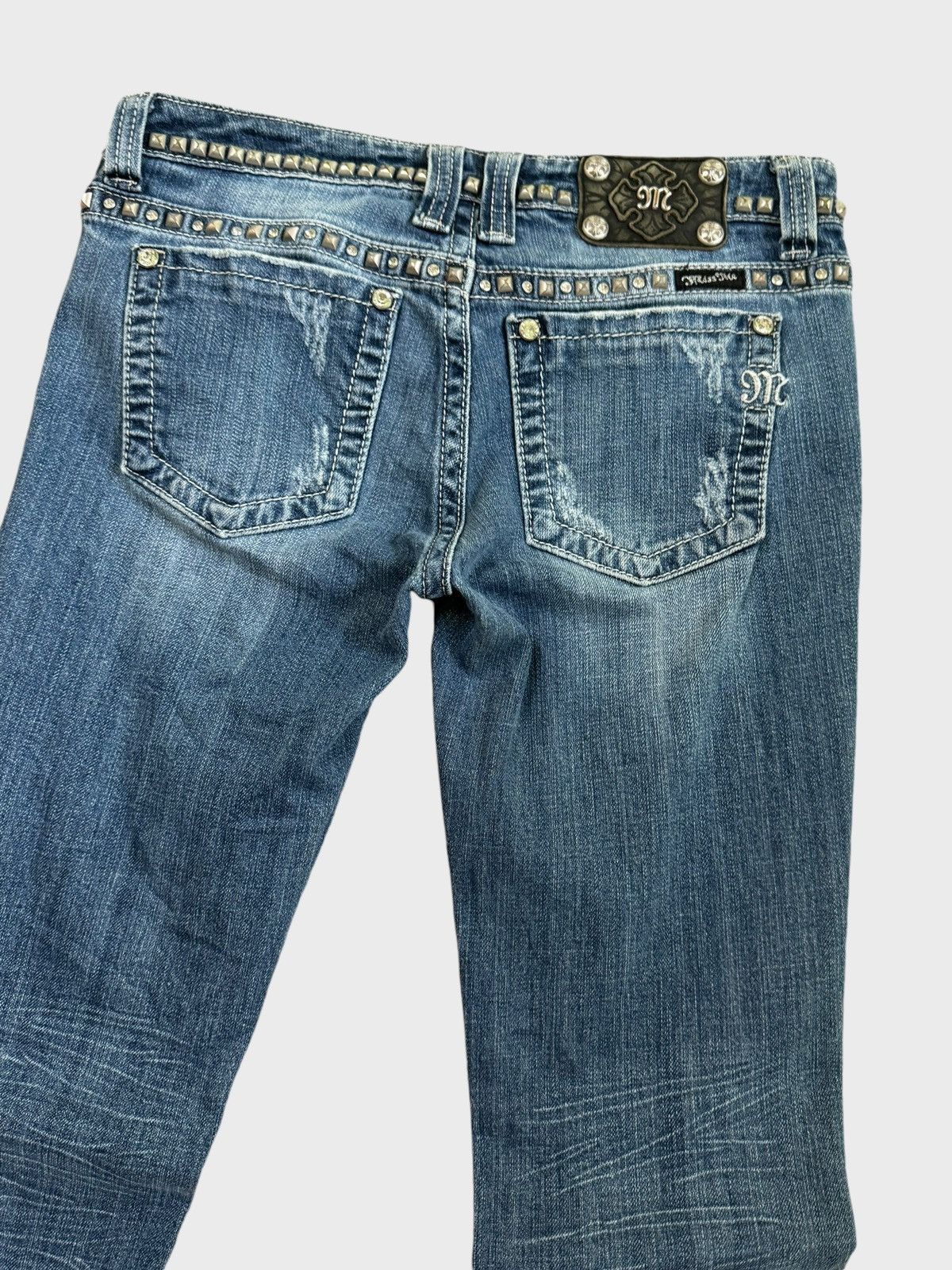 Hysteric Glamour × Le Grande Bleu (L.G.B.) FLARE MISS ME DISTRESSED STUDDED CROSS DESIGN LOW RISE DENIM Size US 29 - 12 Thumbnail