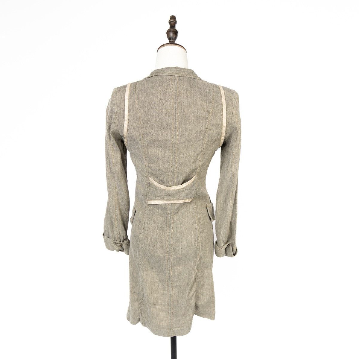 Benetton Benetton Vintage Y2K Womens Beige Linen Viscose Long Jacket Size S / US 4 / IT 40 - 2 Thumbnail