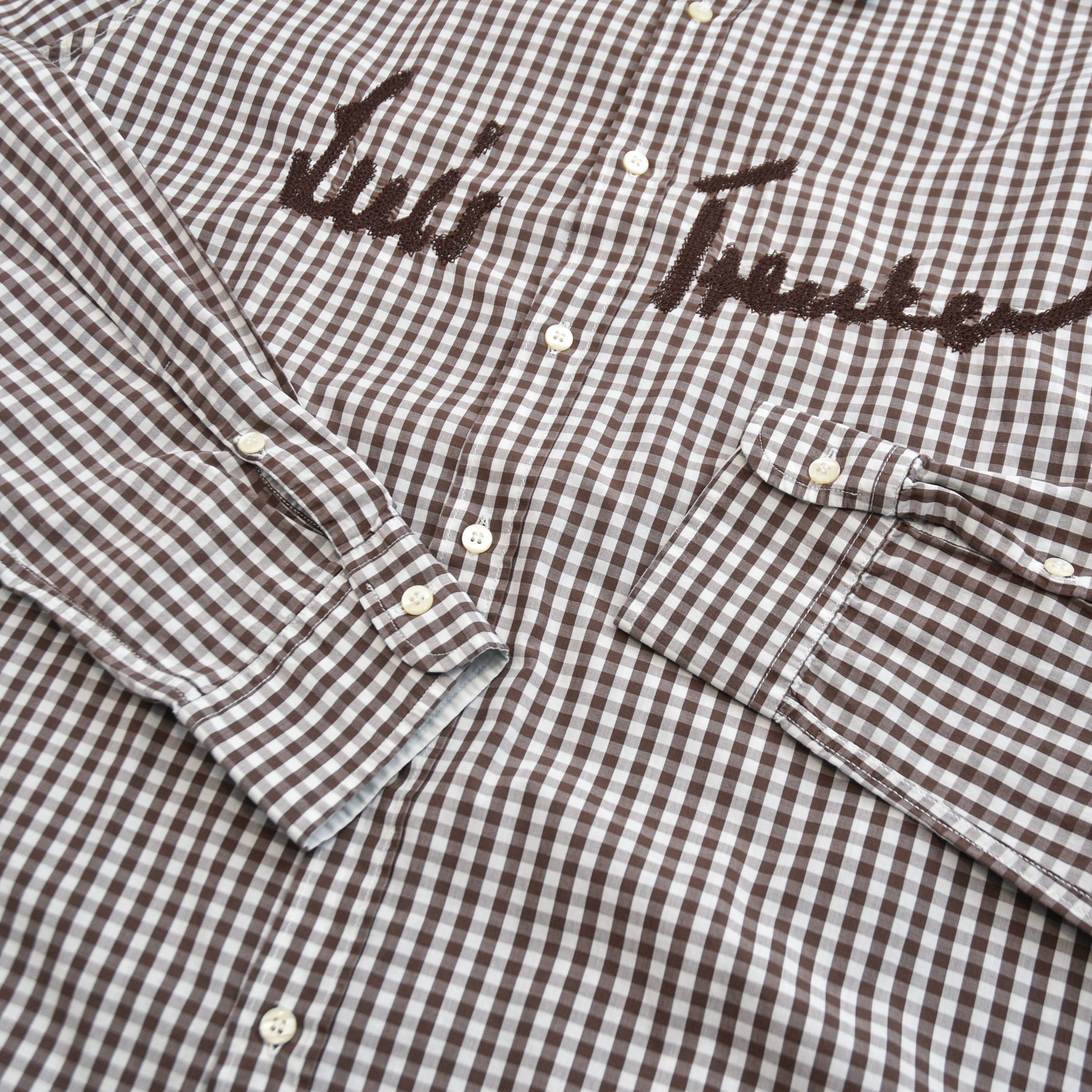 Man Made In Australia Luis Trenker Gingham Check Shirt Script Embroidery Logo Size US XL / EU 56 / 4 - 9 Thumbnail