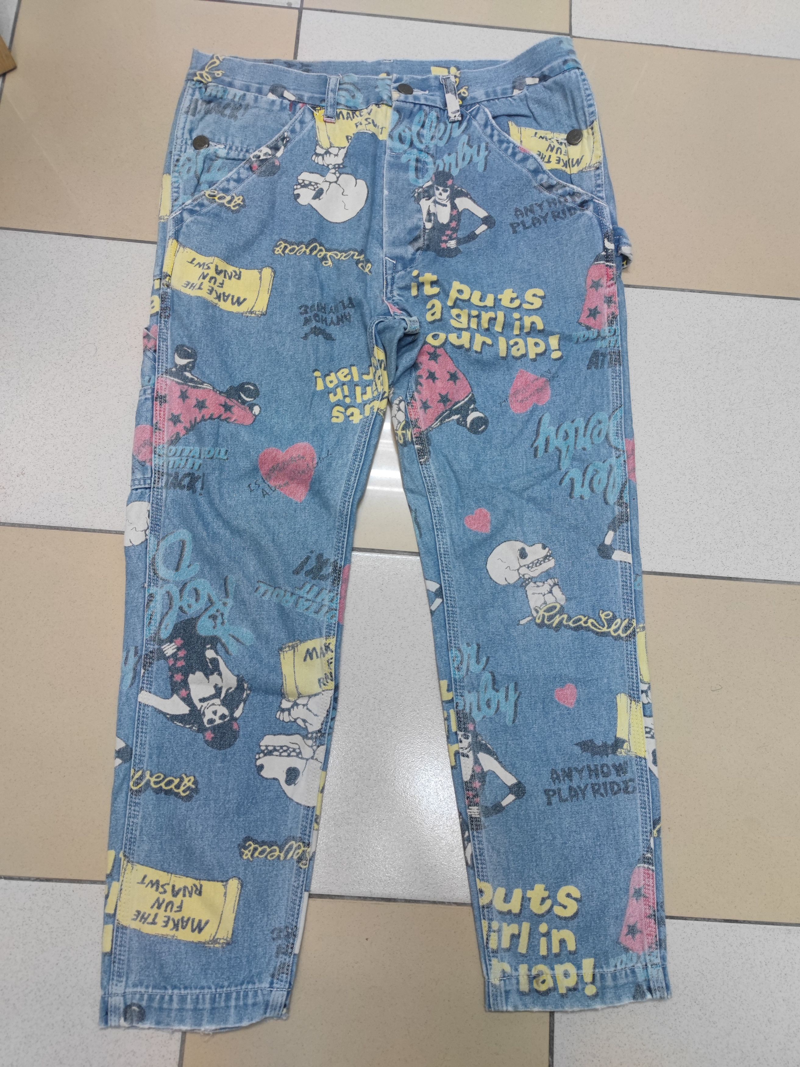 Japanese Brand Japan Skull Skeleton Punk Carpenter Pants Like Carhartt Size US 33 - 1 Thumbnail