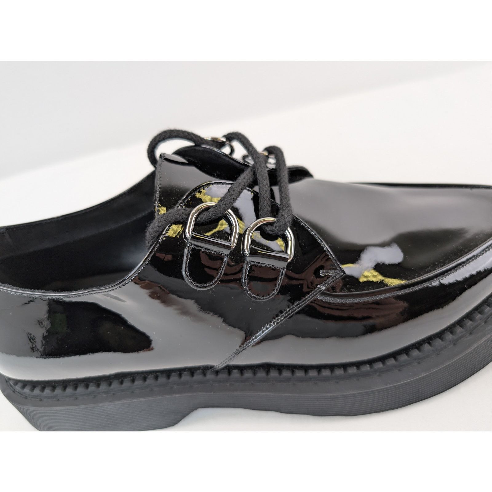 Saint Laurent Paris o1rshd1 Shiny Patent Leather Teddy Derby Shoes Boots Black Size US 12 / EU 45 - 5 Thumbnail