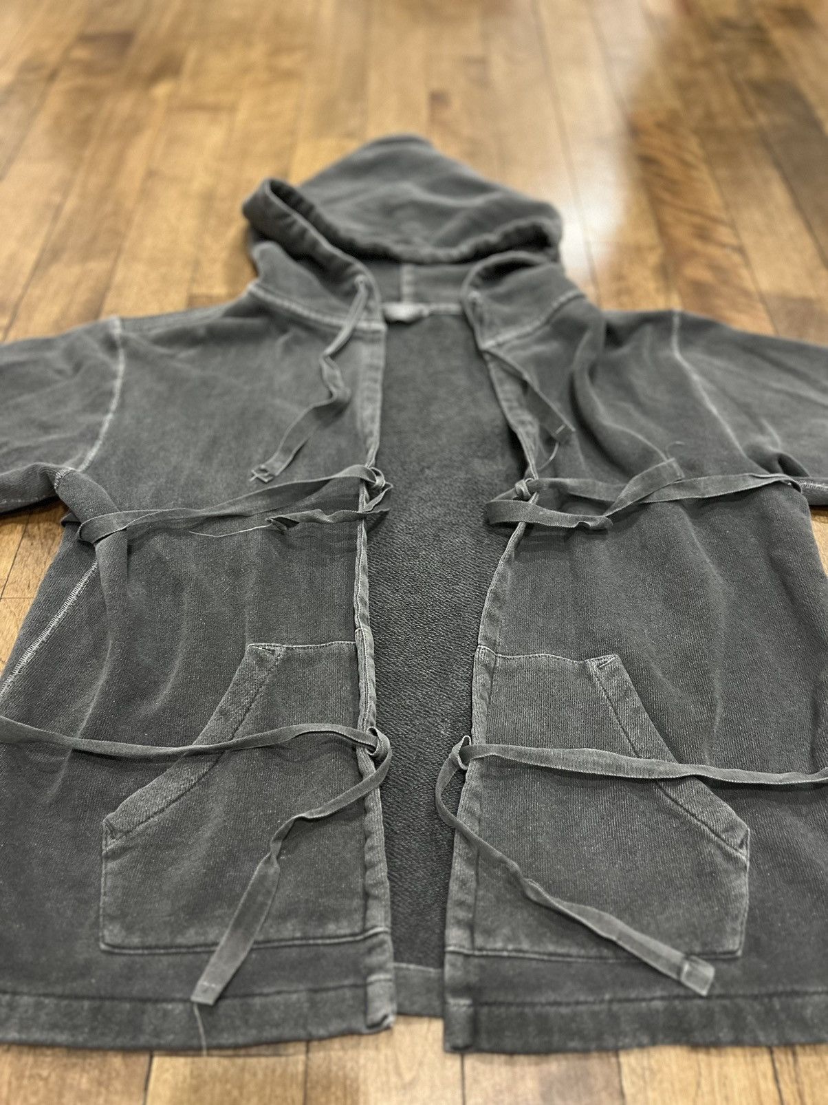 Unused Oil Wash Grey Kimono Tie Bondage Hoodie by Unused Size US M / EU 48-50 / 2 - 6 Thumbnail