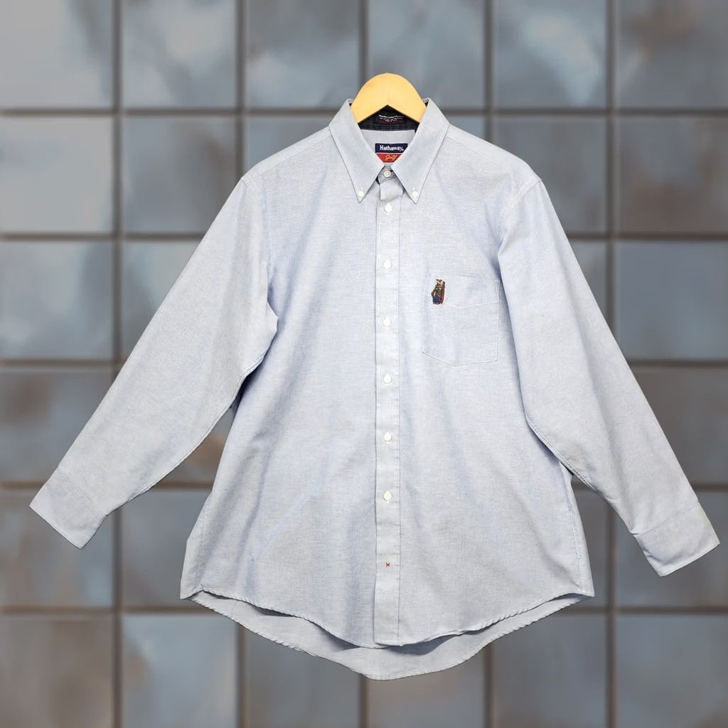 Vintage VINTAGE Hathaway Golf Mens Shirt Blue Long Sleeve Button Up Oxford L 16.5 32/33 USA Size US L / EU 52-54 / 3 - 1 Thumbnail