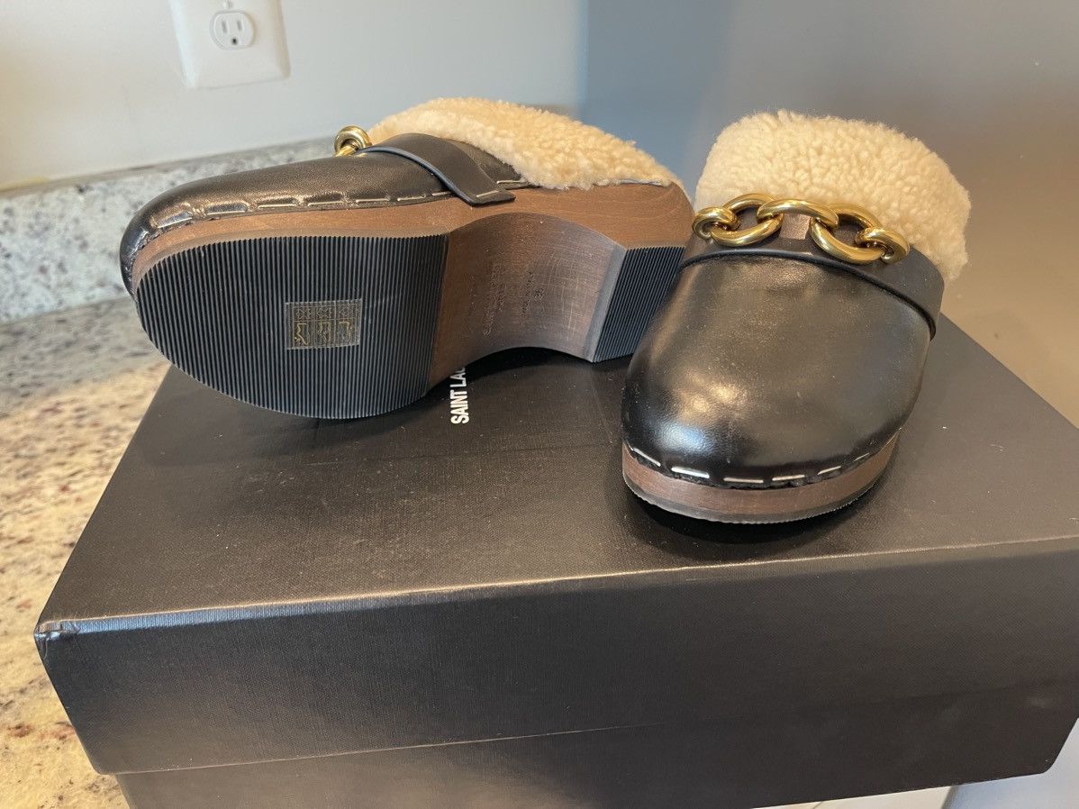 Yves Saint Laurent Saint Laurent Black Fur Clogs Size US 6 / IT 36 - 4 Thumbnail