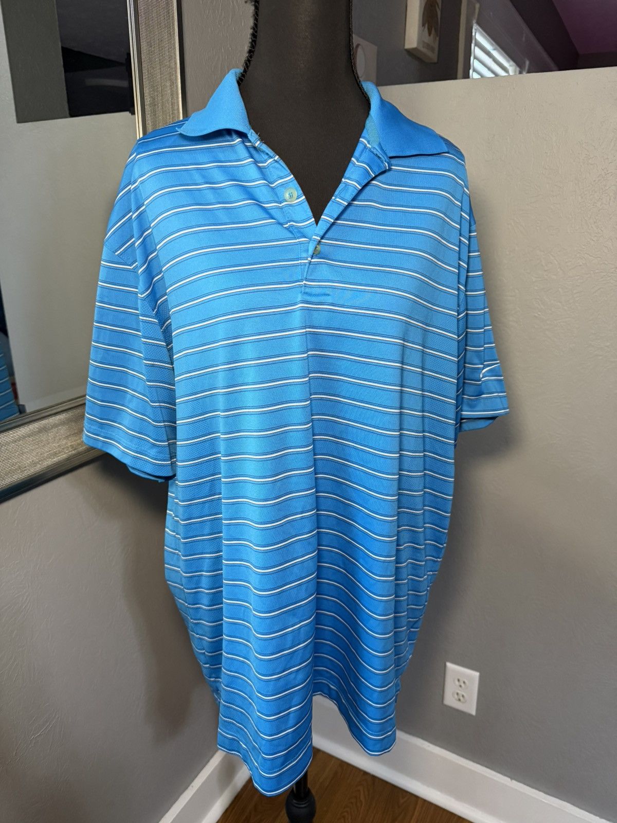 Nike Nike Golf Dri-Fit Blue Striped Polo Shirt Size Large Size US L / EU 52-54 / 3 - 1 Thumbnail