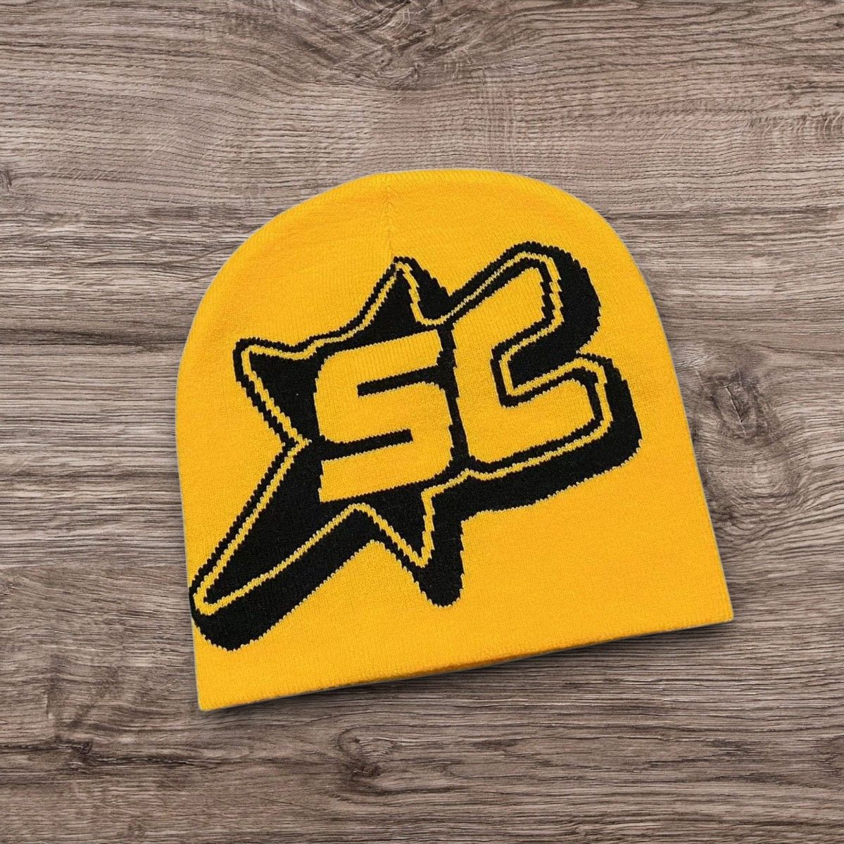 Other Y2K SKATER Yellow Star Logo Beanie | ALT Grunge Graphic Hat Size ONE SIZE - 1 Preview