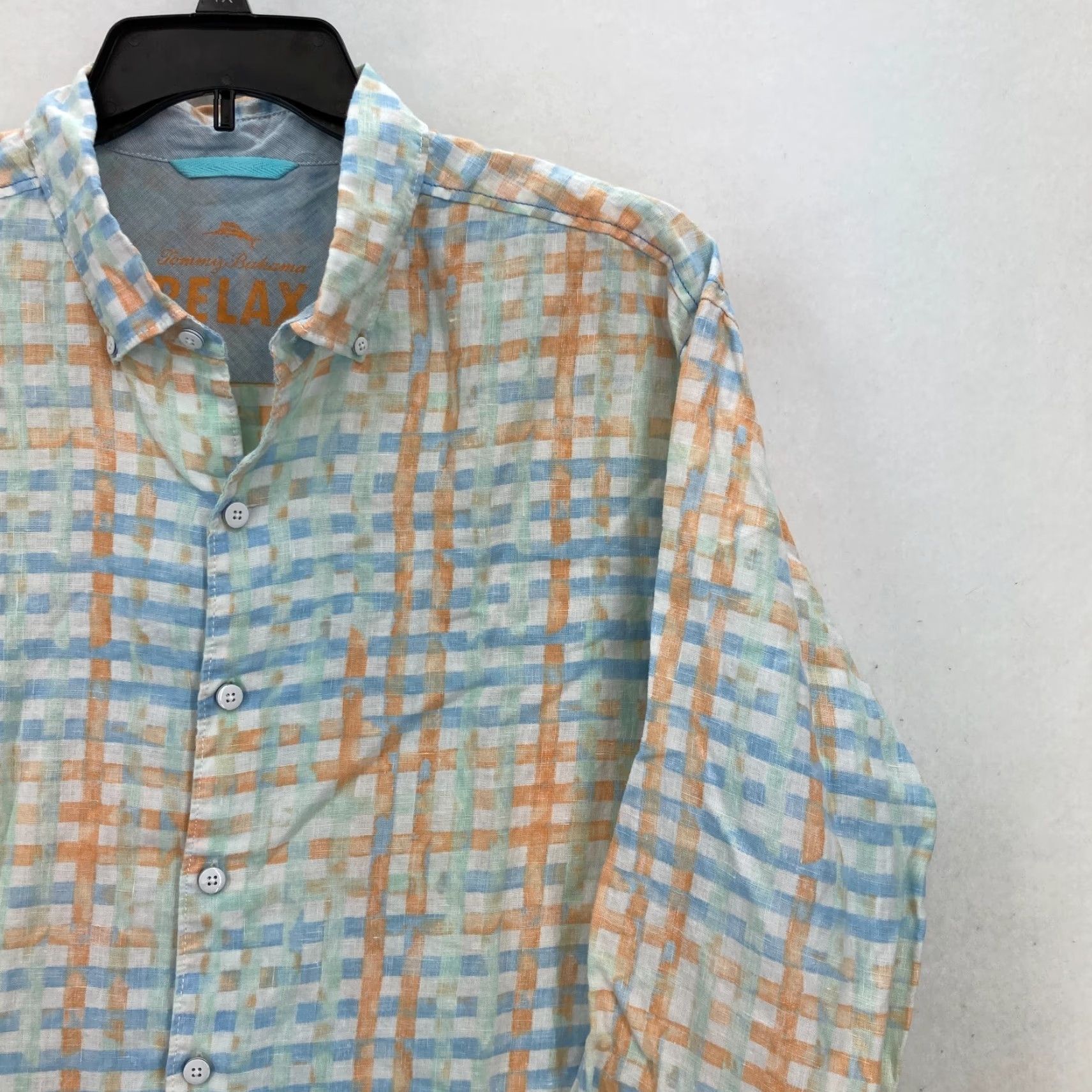 Tommy Bahama Tommy Bahama Relax Linen Button Up Shirt Mens XL Blue Plaid Long Sleeve Nautical Size US XL / EU 56 / 4 - 2 Thumbnail