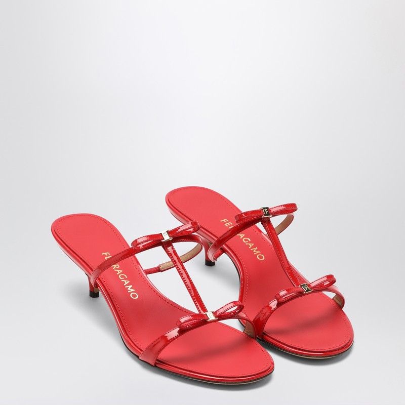 Salvatore Ferragamo Ferragamo Flame Red Mini Bow Sandals Size US 5.5 / IT 35.5 - 1 Thumbnail
