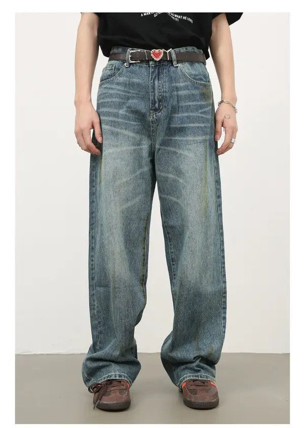 Japanese Brand Men's vintage distressed loose casual all-match jeans Size US 32 / EU 48 - 1 Thumbnail