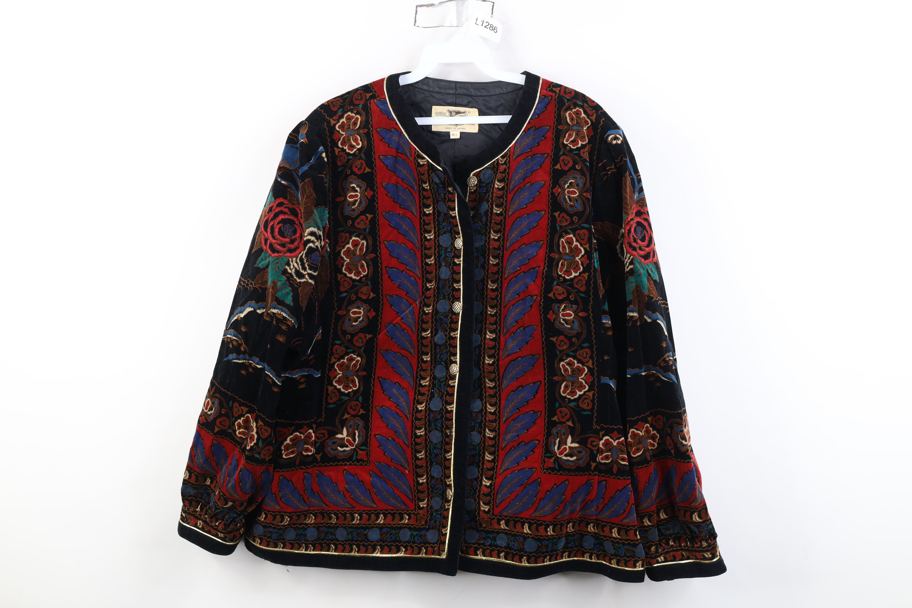 Vintage 70s Streetwear Velour Paisley Flower Blazer Jacket