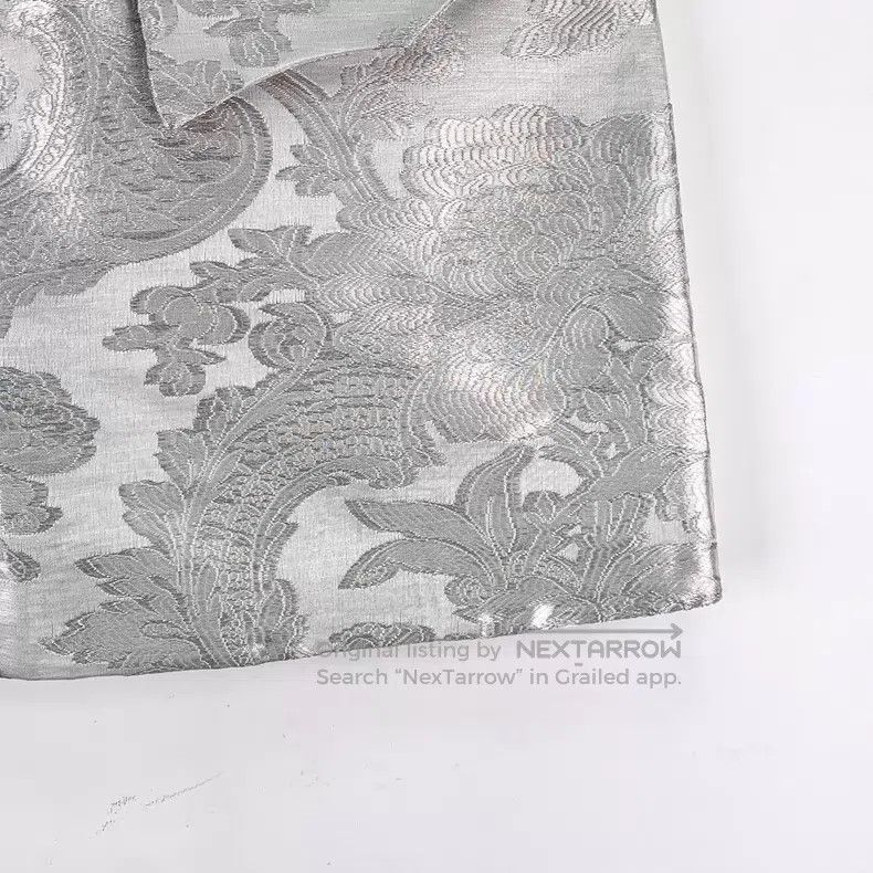 Louis Vuitton Louis Vuitton Silver floral embossed A-line skirt Size 37" - 4 Thumbnail