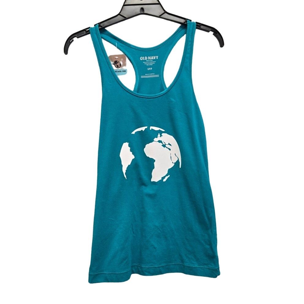 Old Navy Hand Printed Womens Small Cotton Earth Day Fitted Tank Top Size S / US 4 / IT 40 - 1 Thumbnail