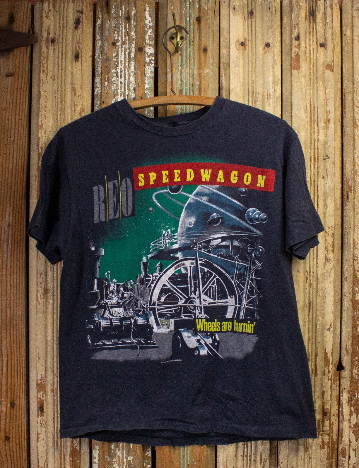 image of Band Tees x Vintage Reo Speedwagon Wheels Are Turnin' Tee 1984/85 in Black, Men's (Size Medium)