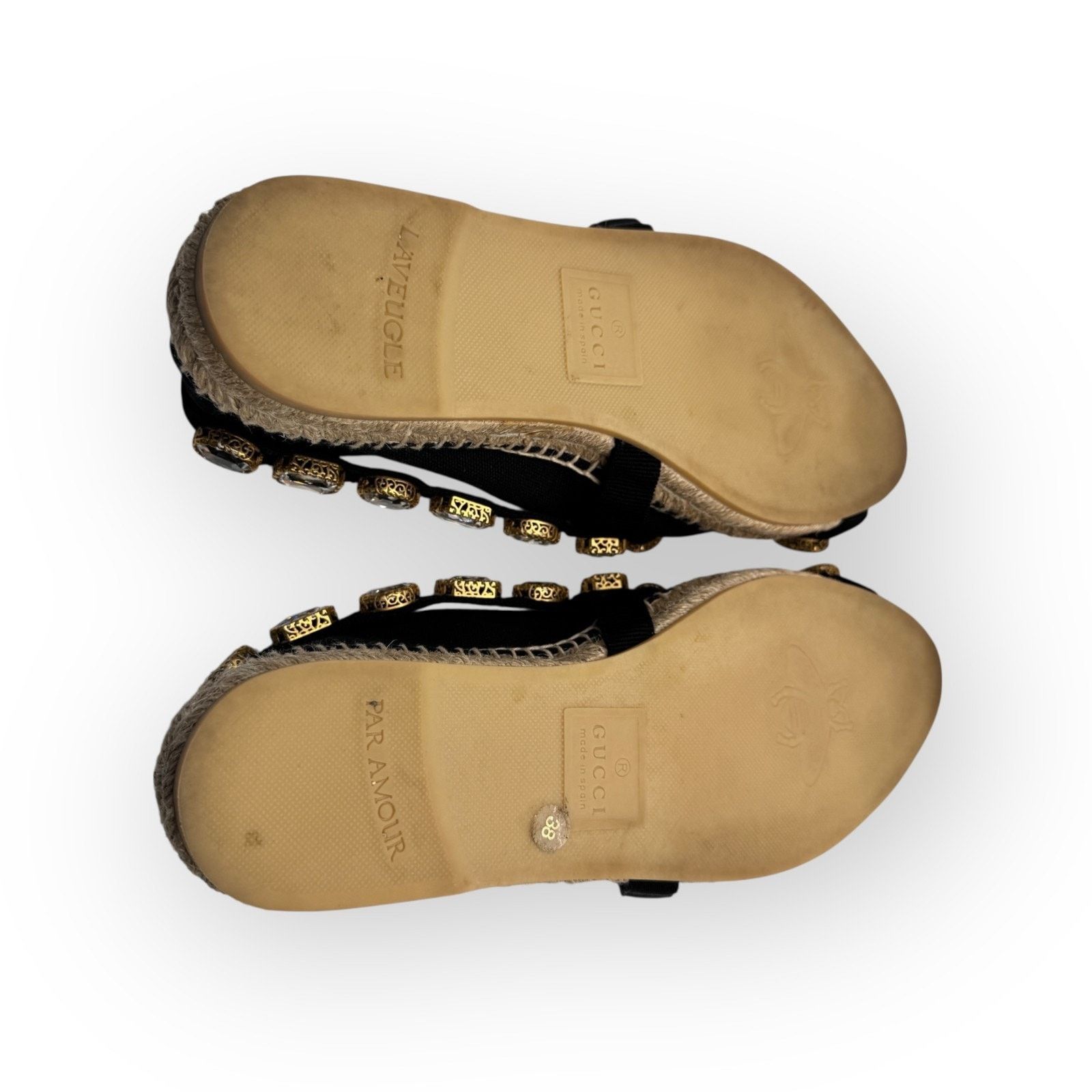 Gucci Gucci Women’s Pepita Canvas Espadrille Shoes with Crystals Size US 8 / IT 38 - 4 Thumbnail
