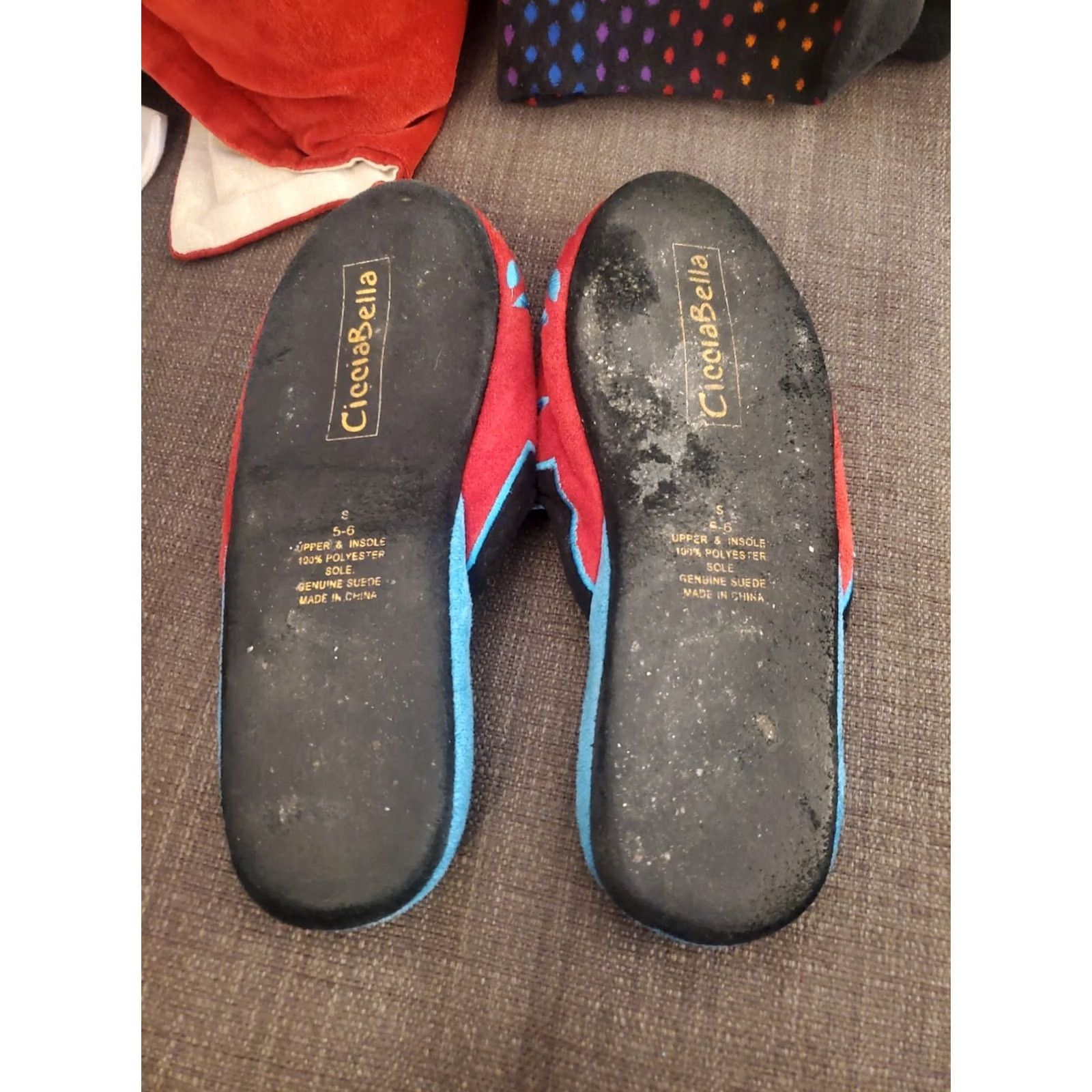 PONY Cicciabella Women's Slippers Muleeta Pony Up Black/Red/Blue Faux Suede Sz Small Size ONE SIZE - 3 Thumbnail
