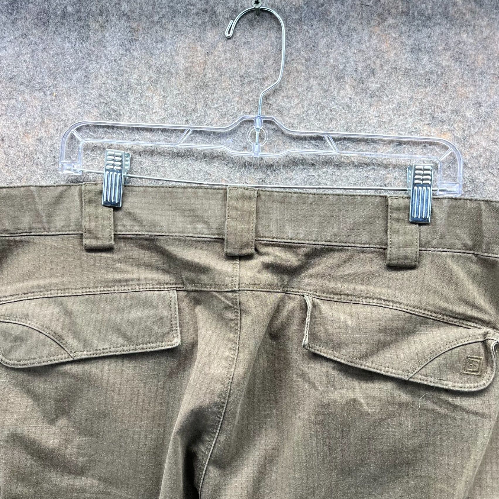 Vintage 5.11 Tactical Pants Mens 42x32 Khaki Cargo Ripstop Stryke Military Performance Cargo Pants Mens 42 Inseam 32 Green Cotton Canvas Button Pockets Size US 42 / EU 58 - 4 Thumbnail