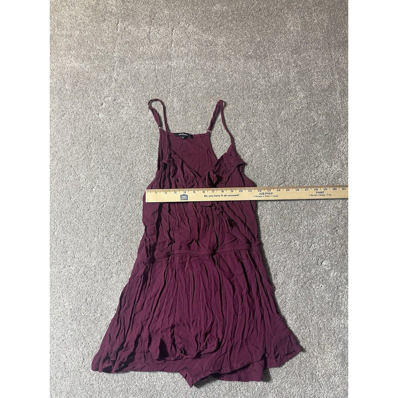 Other 90's Romper Womens M Maroon Ruffled Rayon Boho Whimsigoth Size 26" / US 2 / IT 38 - 3 Thumbnail