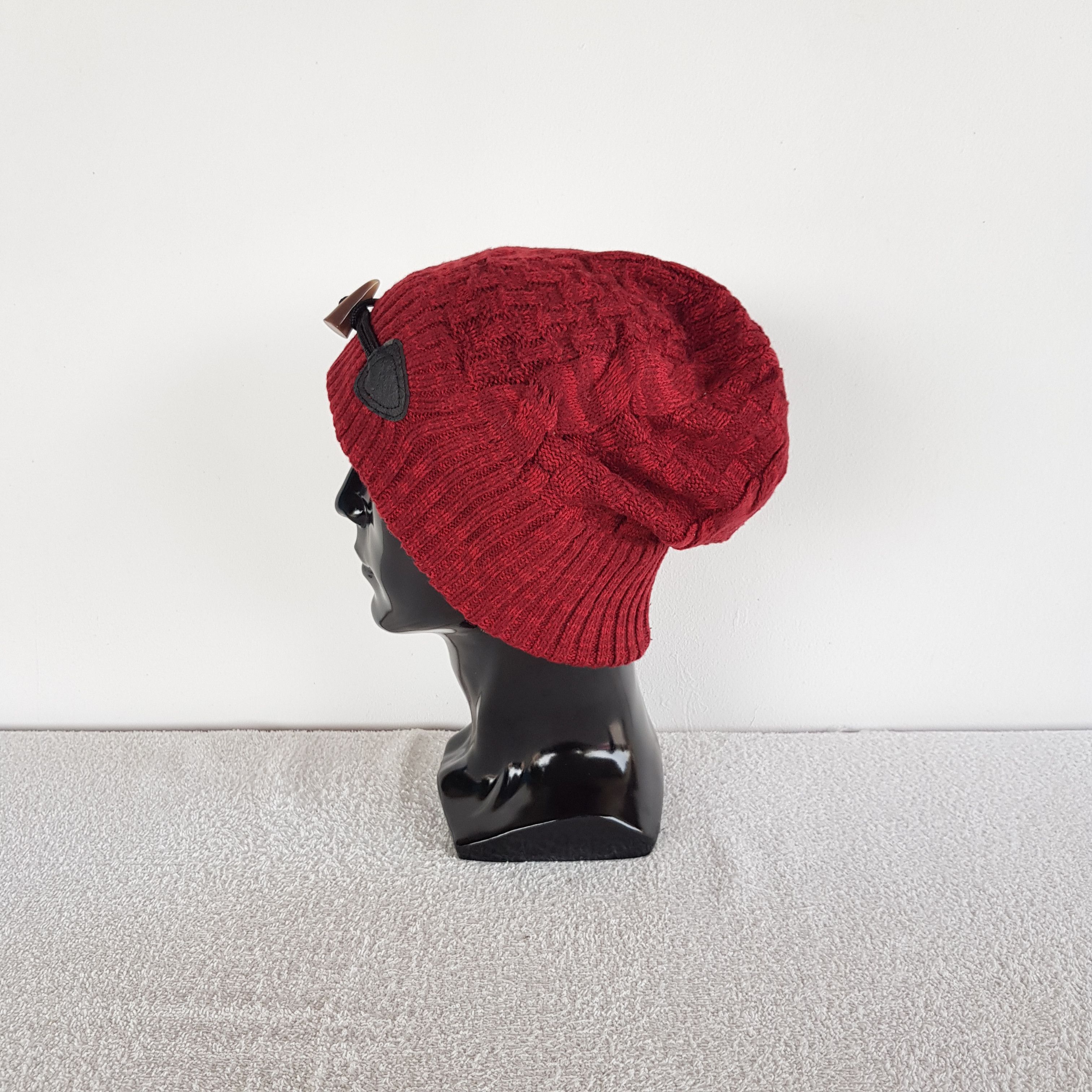Japanese Brand Vintage Cable Knit Beanie Y2K Crochet Slouchy Snow Caps Hats Size ONE SIZE - 4 Thumbnail