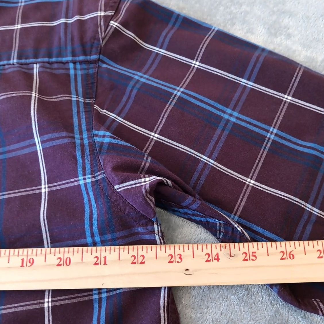Haggar Haggar Shirt Mens Large Purple Plaid Long Sleeve Button Down Stretch Size US L / EU 52-54 / 3 - 7 Thumbnail
