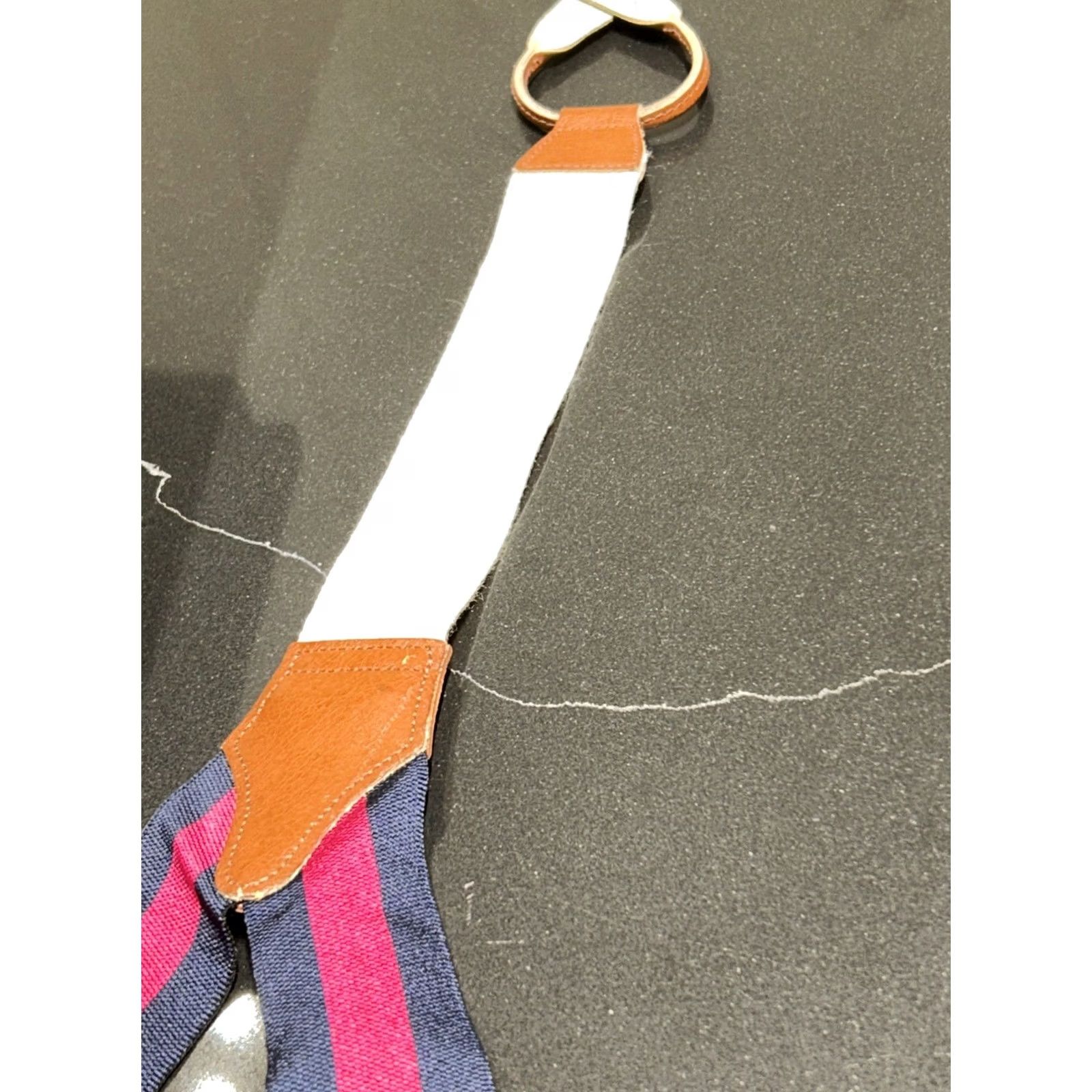Brooks Brothers VINTAGE Brooks Brothers Striped Suspenders Button-End One SZ Men Red Navy Adjustable Leather Nylon Braces Classic Size ONE SIZE - 6 Thumbnail