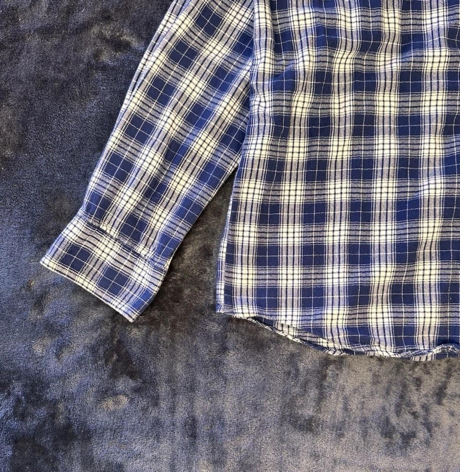 St. Johns Bay St John's Bay Men's Large Blue White Flannel Button-Down Size US L / EU 52-54 / 3 - 3 Thumbnail