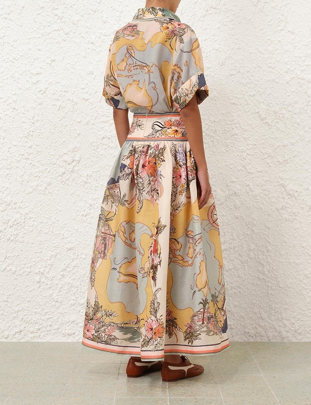 Zimmermann oc11z0226 Tallow Midi Skirt In Multicolor Size 28" / US 6 / IT 42 - 4 Thumbnail