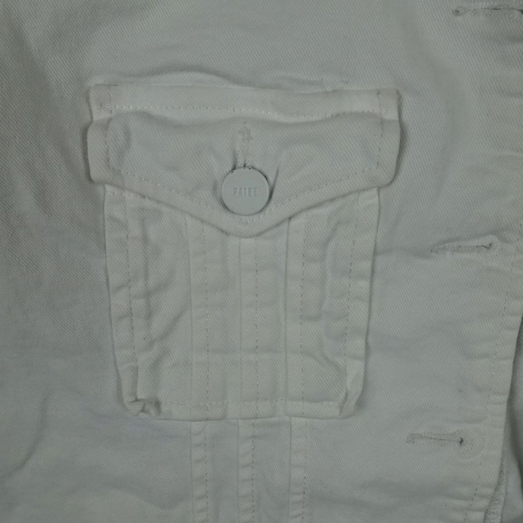 Paige Paige Jacket Womens Medium White Pacey Cropped Denim Button Front Short Trucker Size 32" / US 10 / IT 46 - 5 Thumbnail