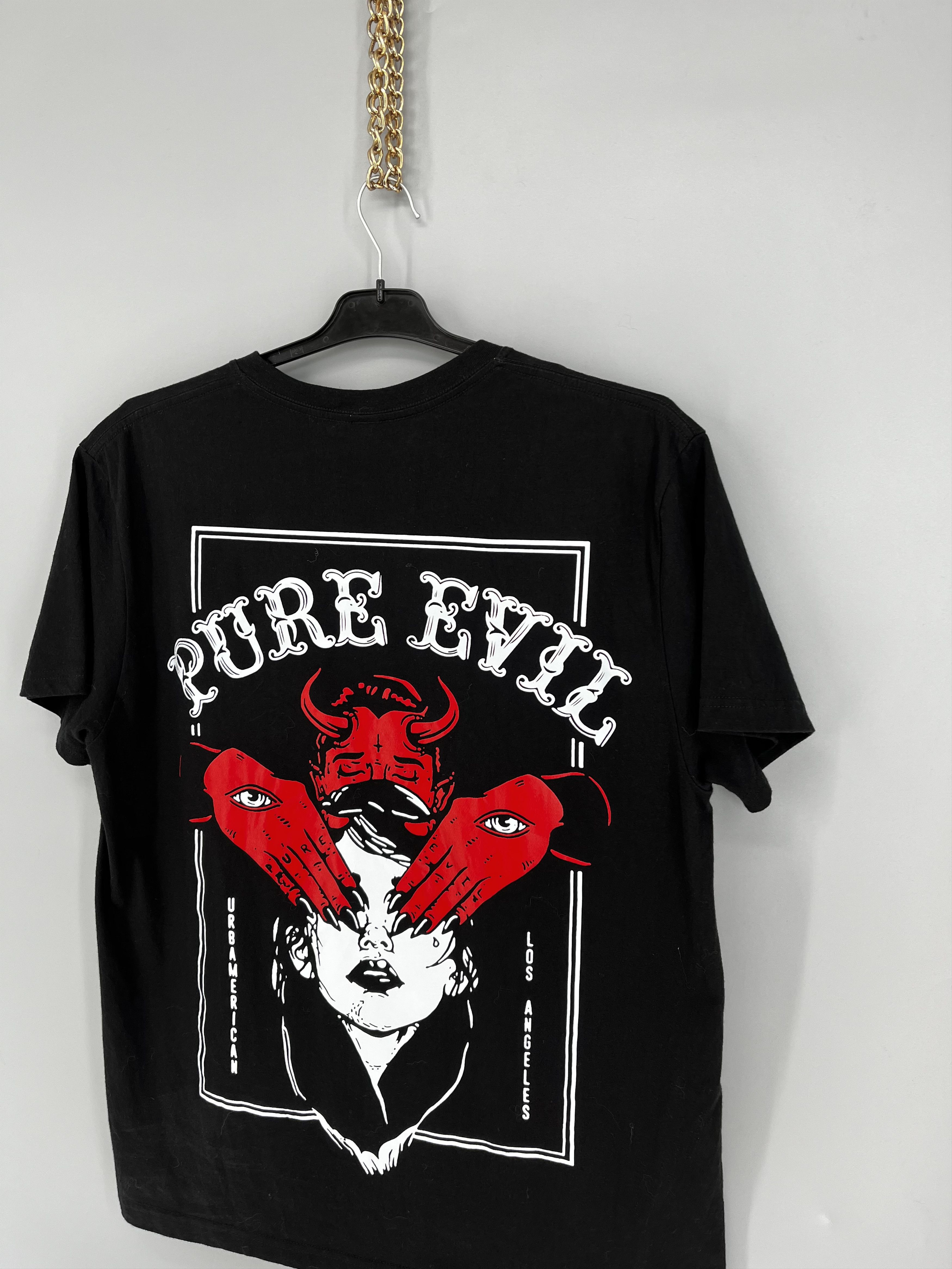 Other Vintage Y2K Urbamerican Pure Evil Black T-Shirt Size US L / EU 52-54 / 3 - 6 Thumbnail