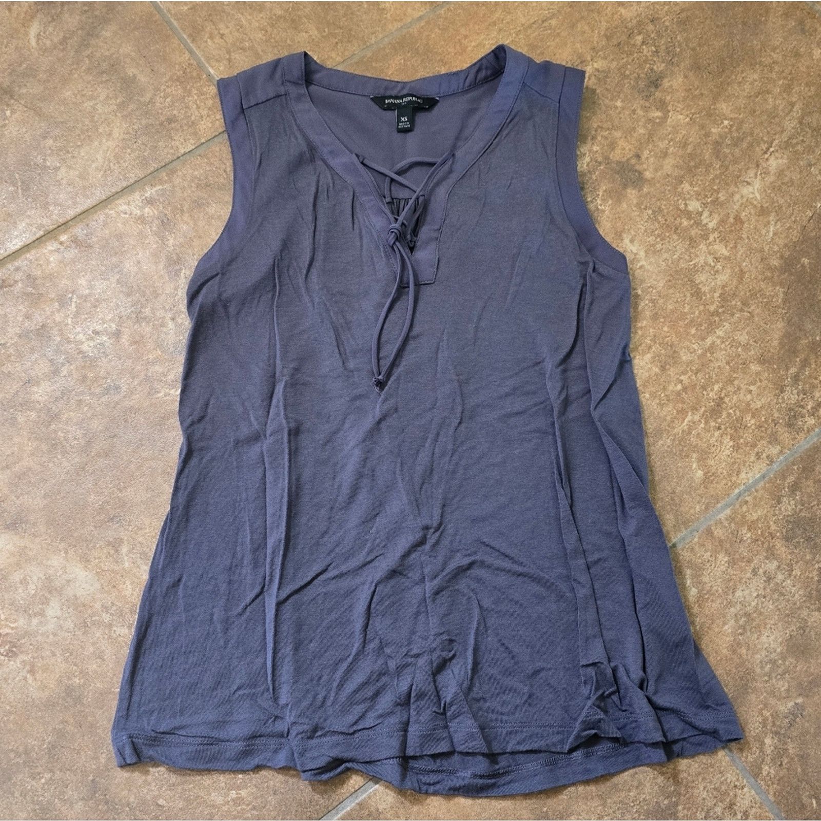 Banana Republic Dark Grey BR Laced Up Tank Size XS / US 0-2 / IT 36-38 - 1 Thumbnail