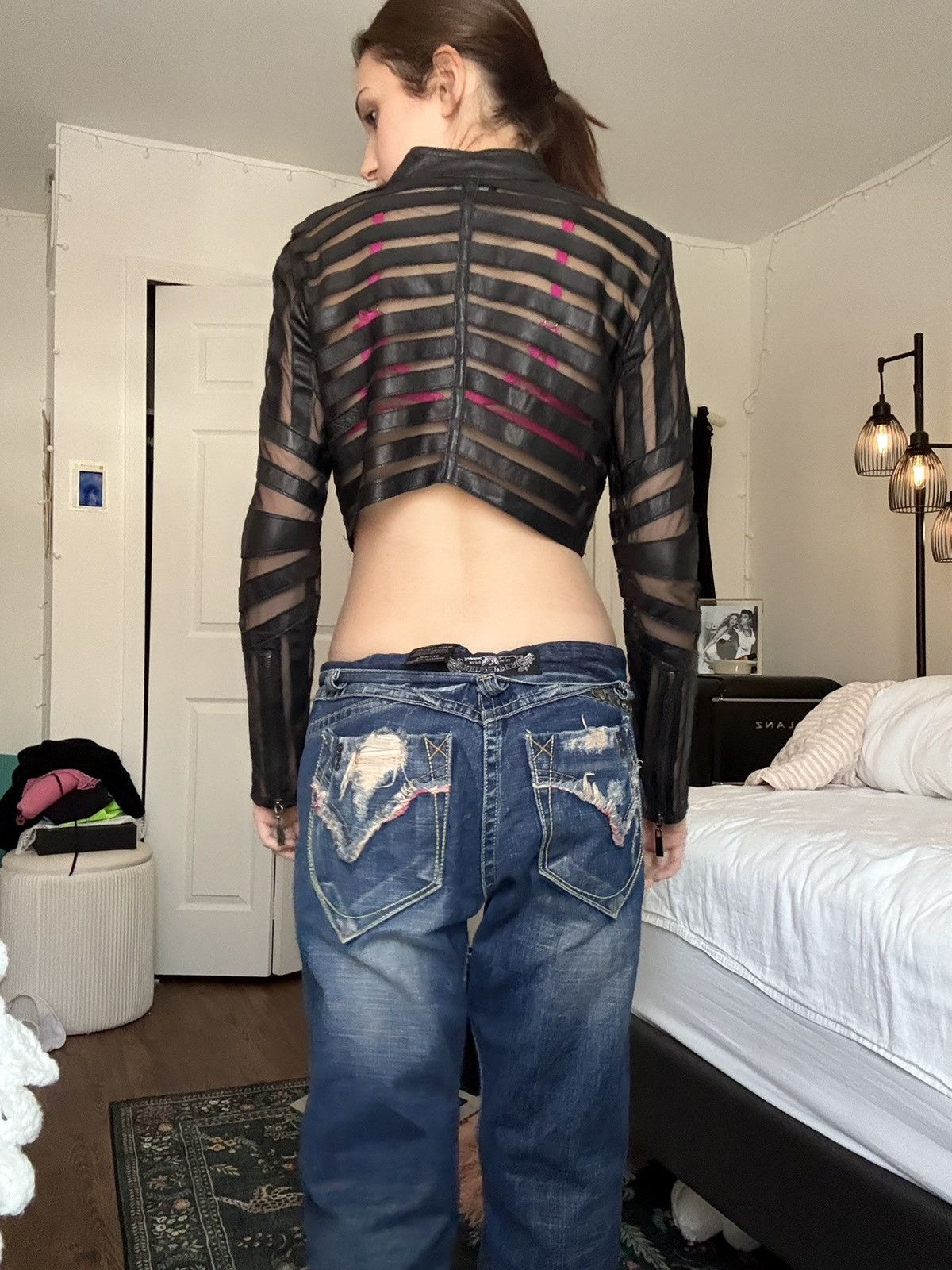Bebe Vintage Bebe Striped Cropped Leather Jacket Size S / US 4 / IT 40 - 4 Thumbnail