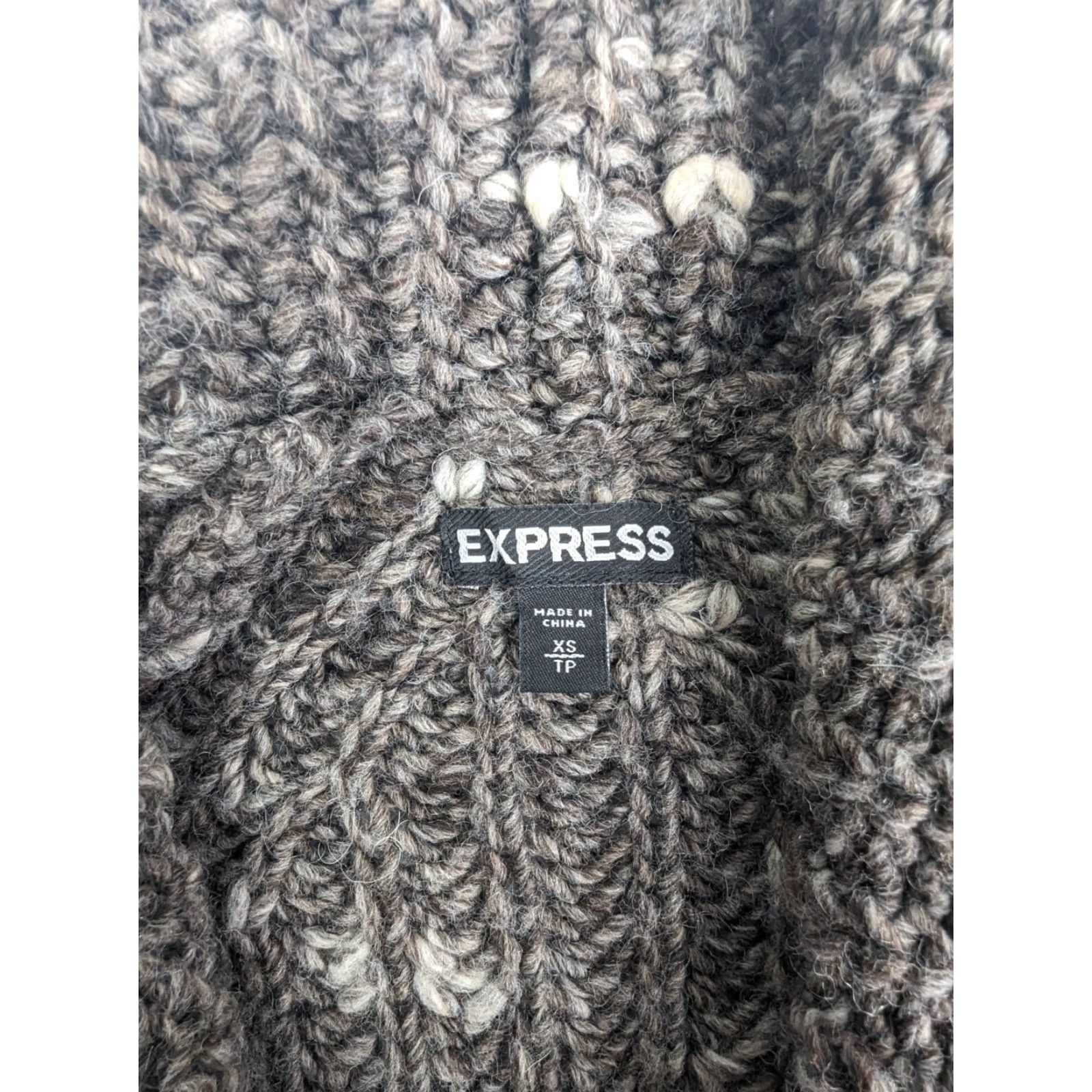Express VINTAGE Express Open Front Brown Chunky Cardigan Sweater Womens XS Wool Acrylic Blend Size XS / US 0-2 / IT 36-38 - 7 Thumbnail