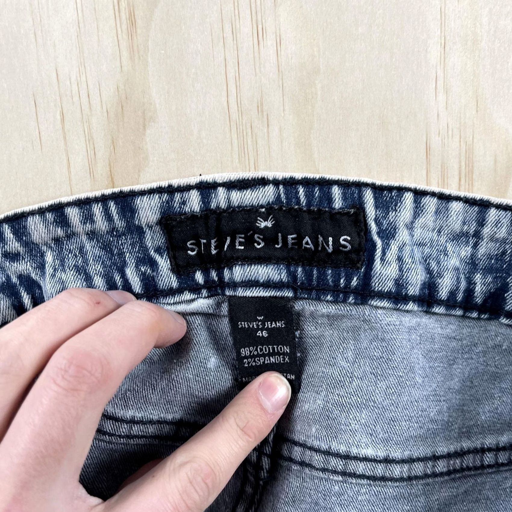 Vintage STEVE'S JEANS Biker Denim Shorts Mens 46 Blue Acid Wash Moto Zip Stretch Size US 30 / EU 46 - 4 Thumbnail