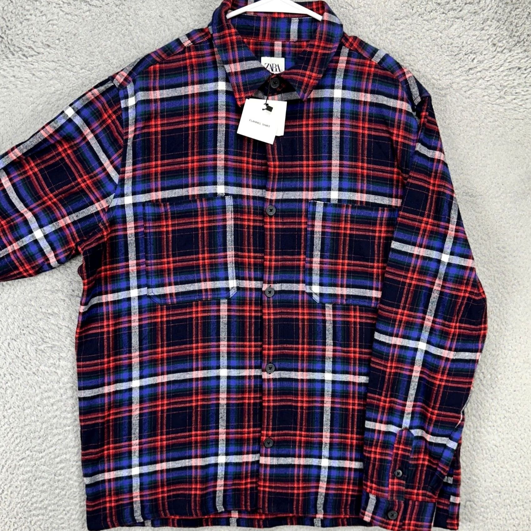 Zara Zara Shirt Flannel Button Up Mens Medium Blue Multi Plaid Relaxed Fit Pocket NEW Size US M / EU 48-50 / 2 - 2 Thumbnail