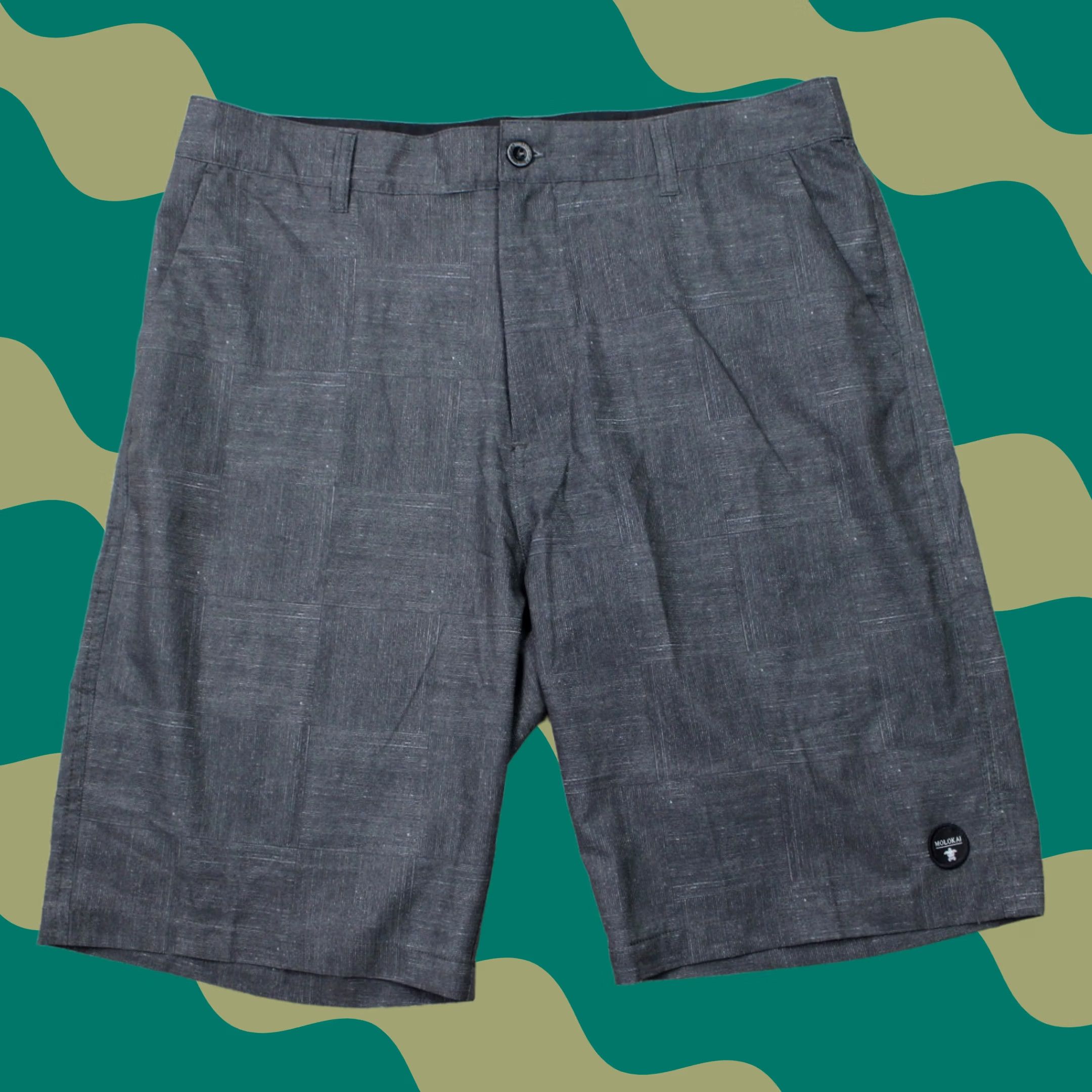 Vintage Molokai Surf Swim Trunks Men 34 Black 10" Drawstring Boardshorts Unlined Stretch Size ONE SIZE - 1 Thumbnail