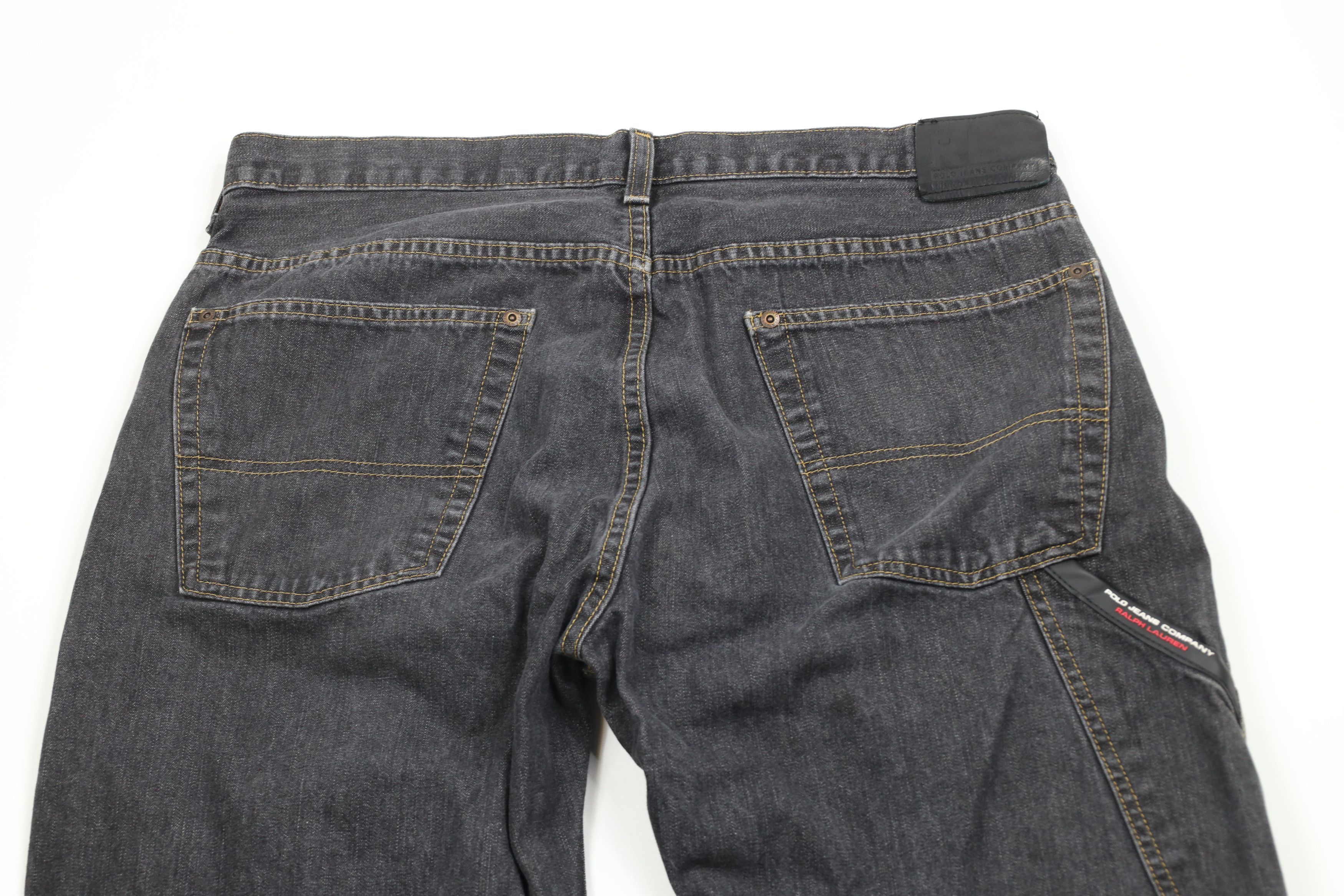 Ralph Lauren × Vintage Vintage 90s Ralph Lauren Out Wide Leg Carpenter Jeans Black Size US 34 / EU 50 - 11 Thumbnail